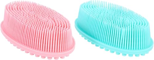 Cepillo exfoliante de doble cara para limpiar la piel, cepillo de baño de silicona para un desarrollo sensorial mejorado, diseño ligero para manos
