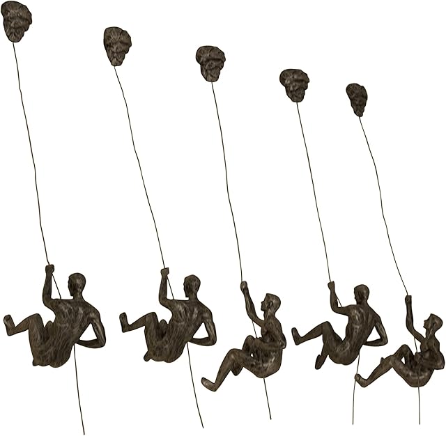 5x Large Bronze Climbing Abseiling Men Hanging Ornament Figures Climbing Men Wall-hanging Figurine Abseiling Ornaments Sculptures Wall Art Resin and Metal Hanging on Wire B3B2C