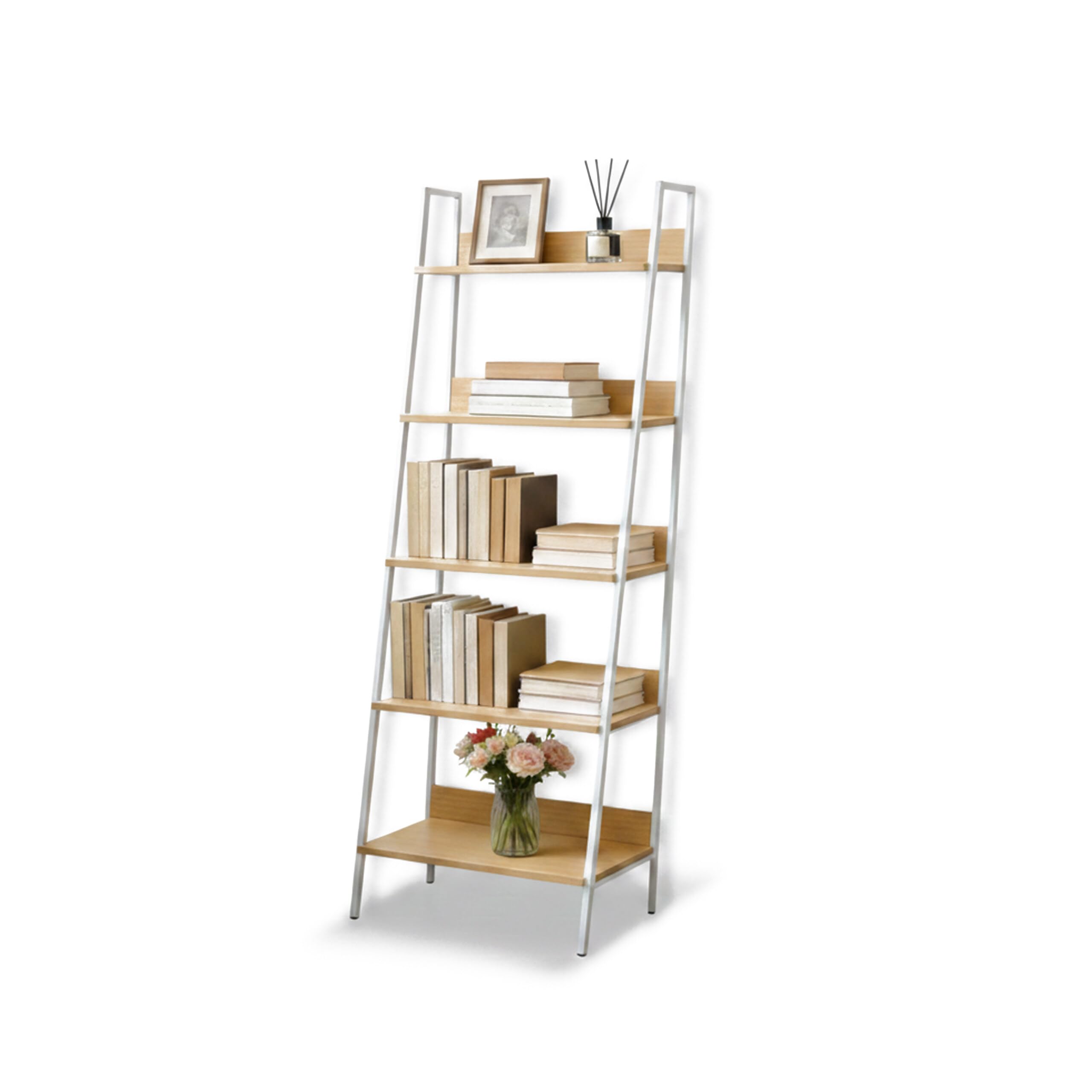Relaxdays Scaffale a Scala Moderno, 5 Ripiani per Piante, Libri e Decorazioni, 170 x 60 x 30 cm