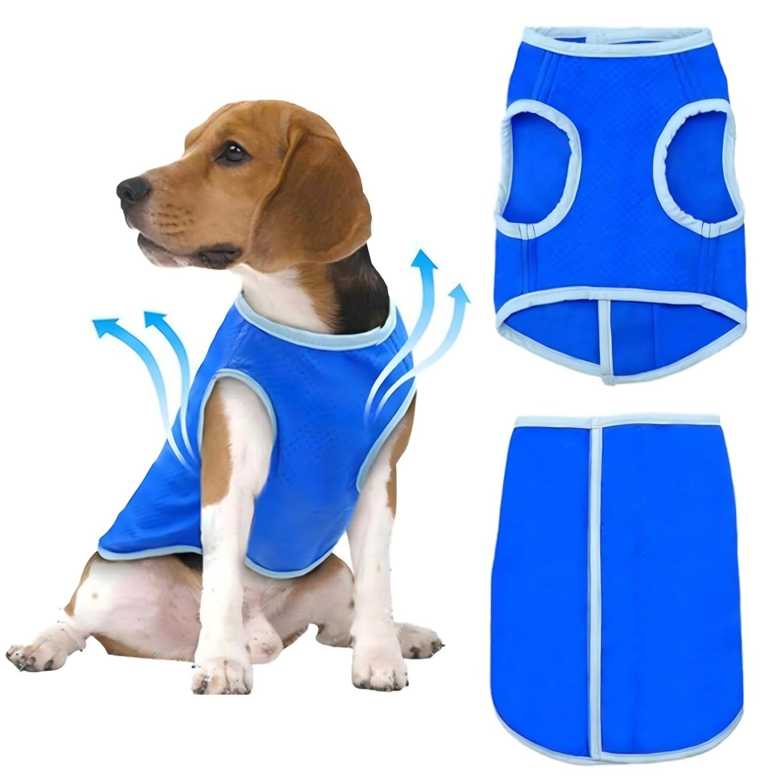 Dog Cooling Vest Breathable and Comfortable Cool Coat for Dogs Sun Protection Clothes for Dogs (Blue-A, S)