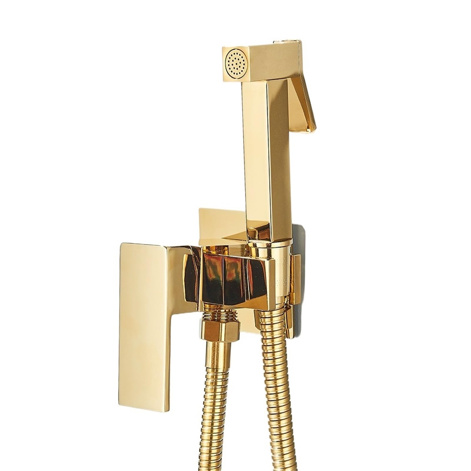 ZYCHSJXA Bidet Toilet Sprayer Faucet Brass Ducha Higienica Hot Cold Water Mixer Tap Faucets(Shiny Gold)