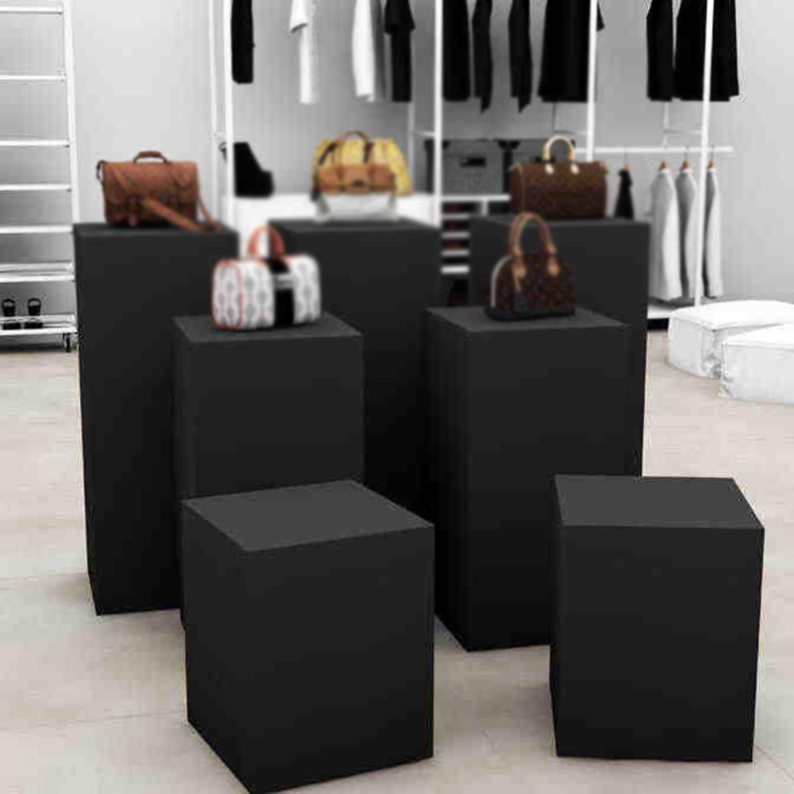 Supporto Quadrato Bianco con piedistallo - Piattaforma espositiva per manichini 30x100 cm per Matrimoni, Feste ed Eventi - Supporto Decorativo da Tavolo per Oggetti di Scena e allestimenti