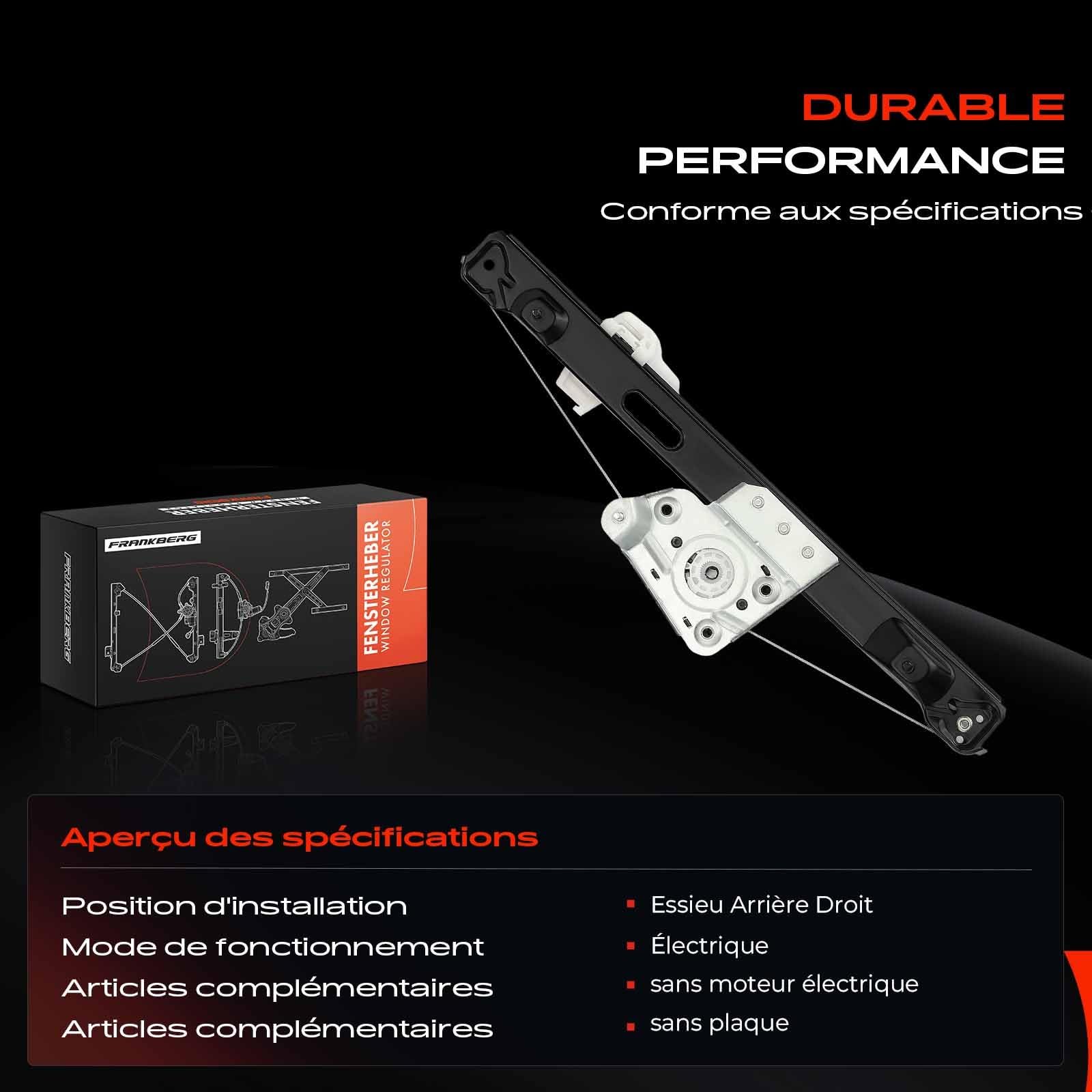 Frankberg Lève-vitre sans Moteur Arrière Droite Compatible avec Série 3 E90 Limousine 2004-2011 Série 3 Touring E91 Break 2004-2012 Remplacer# 51357140590