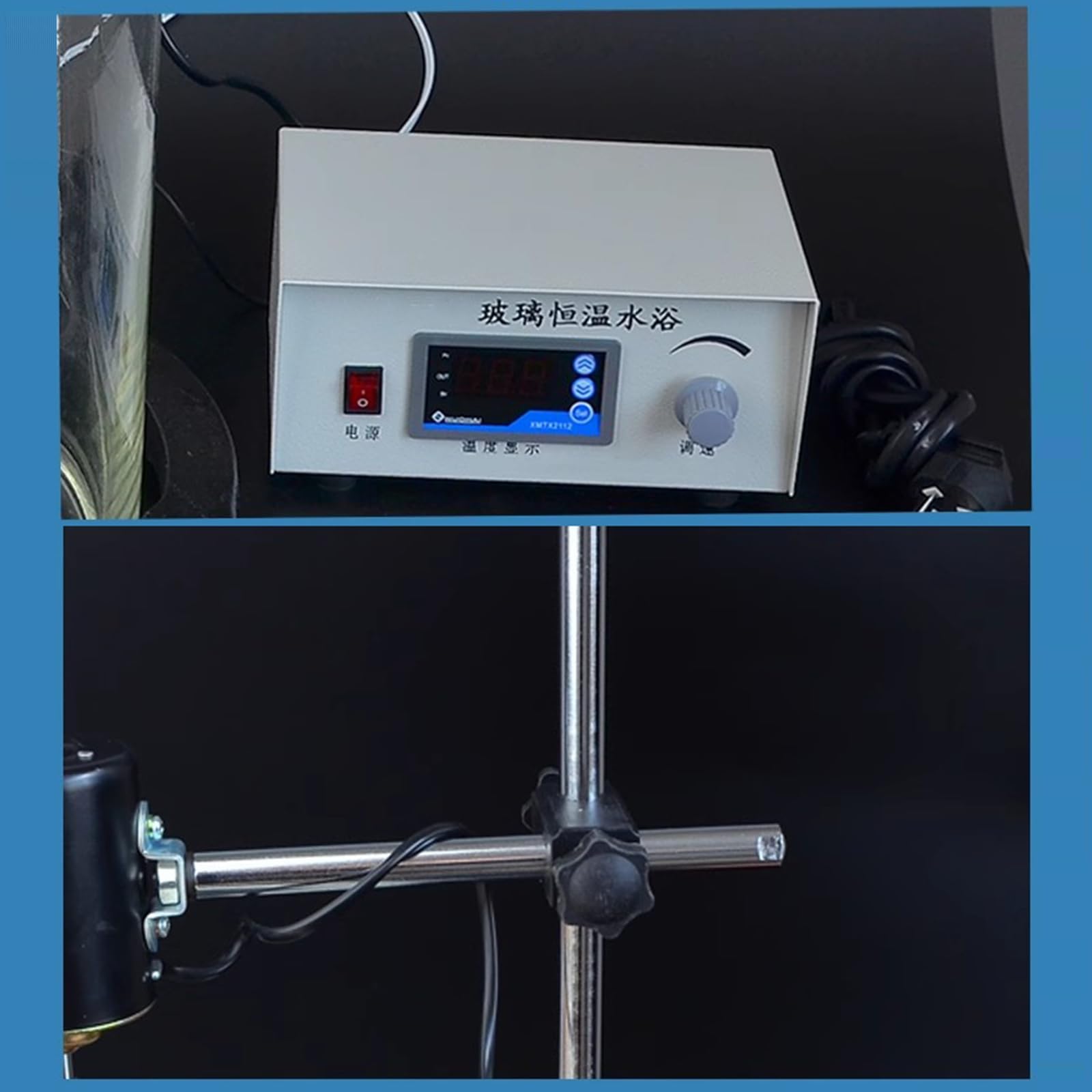 Baño María De Laboratorio, Recipiente para Baño María De Temperatura Constante con Recipiente De Vidrio, con Agitador (2500 RPM), Varilla De Calentamiento, Sensor De Temperatura