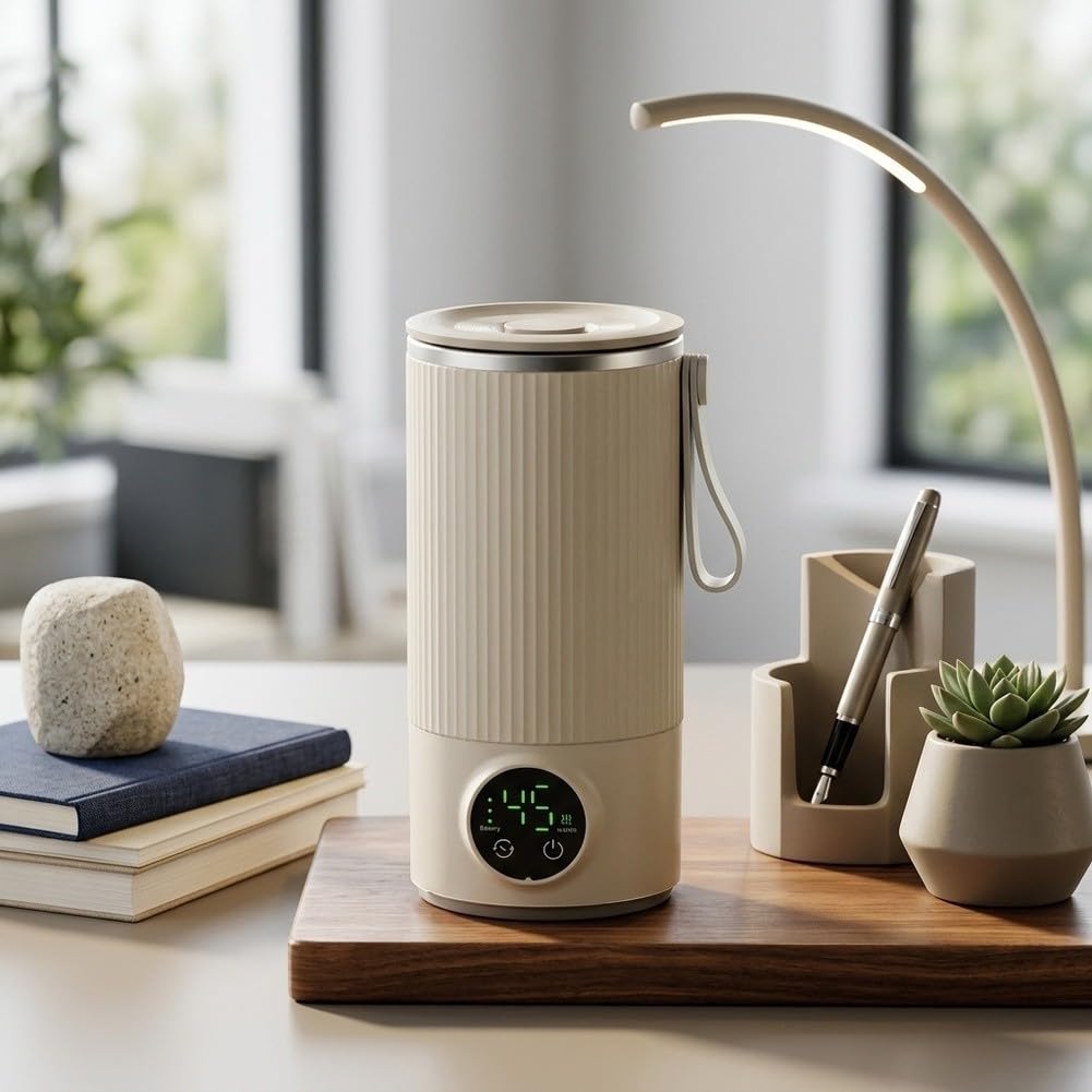 Vaso agitador automático portátil con función de calefacción