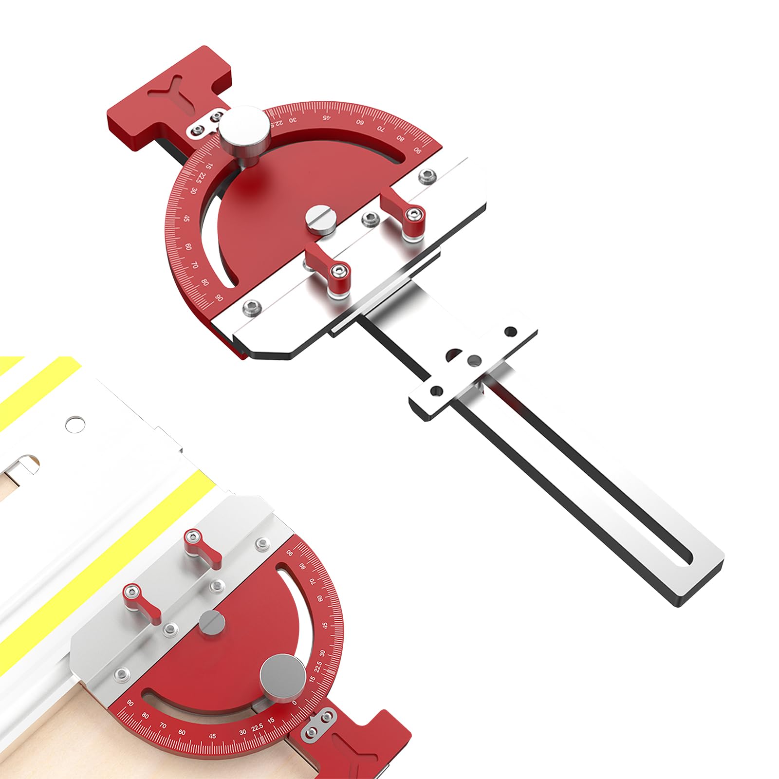 Table Saw Miter Gauge Adjustable Multi-Angle Track Saw Guide Square Right Angle Guide Angle Stop for Makita Festool DeWalt Guide Rail