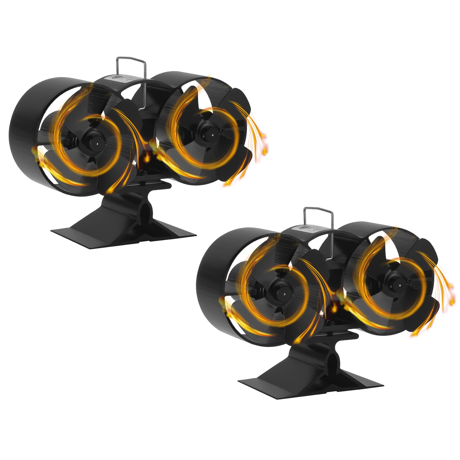 Ventilatore per camino a 8 fogli, senza corrente, efficiente con termometro, funzionamento silenzioso, per focolare e stufa, 2 pezzi