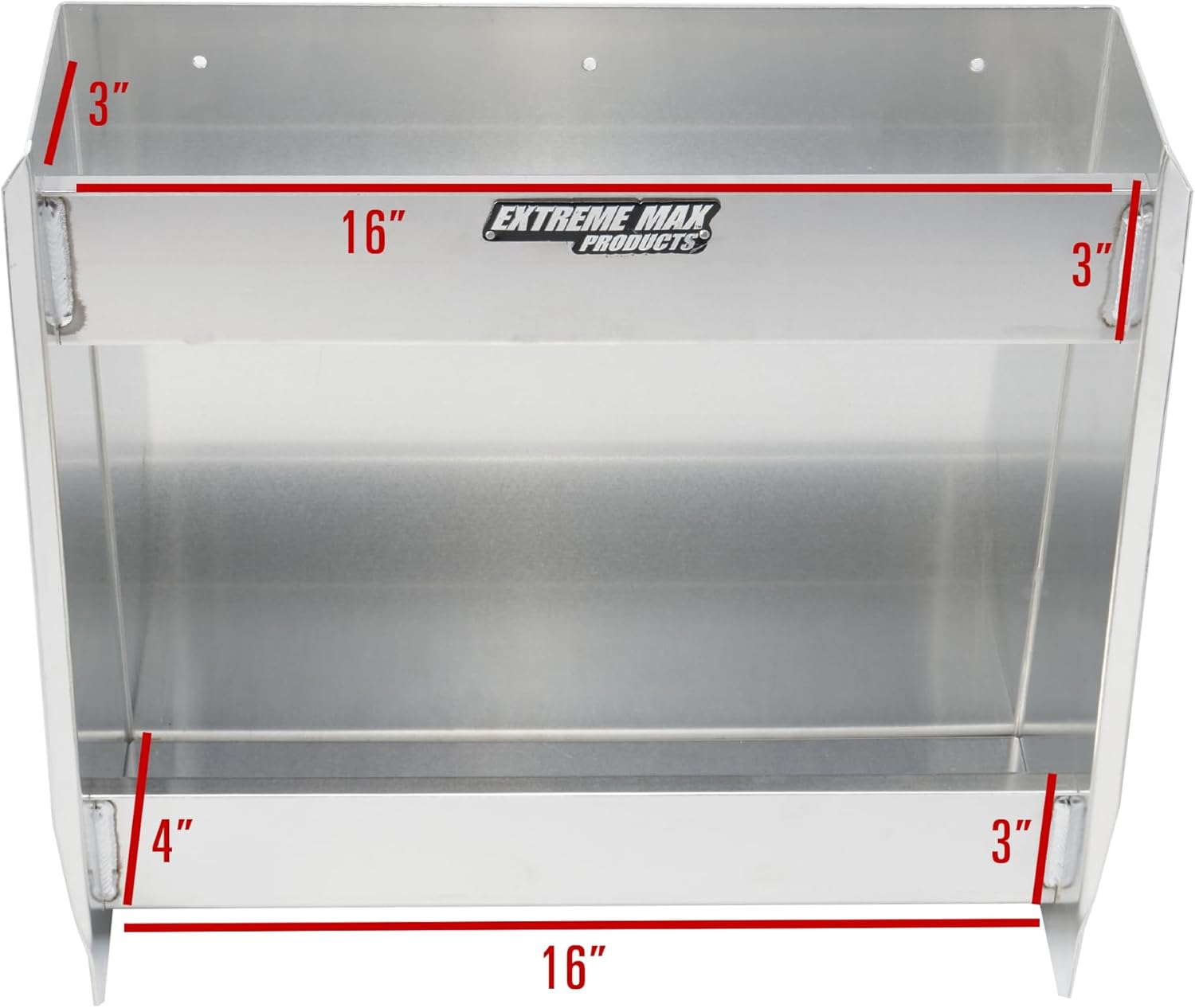 Extreme Max 5001.6205 Wall-Mount Aluminum 2-Shelf Open Storage Cabinet for Race Trailer, Garage, Shop, Enclosed Trailer, Toy Hauler - Silver