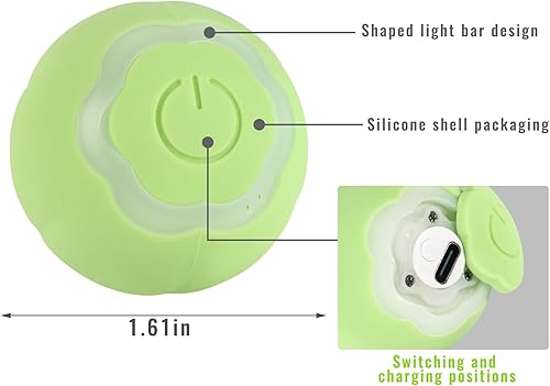 Miniatura 2 de Juguete interactivo inteligente 2.0 para gatos, bola rodante automática con luces coloridas y diseño floral, recargable por USB, activa los