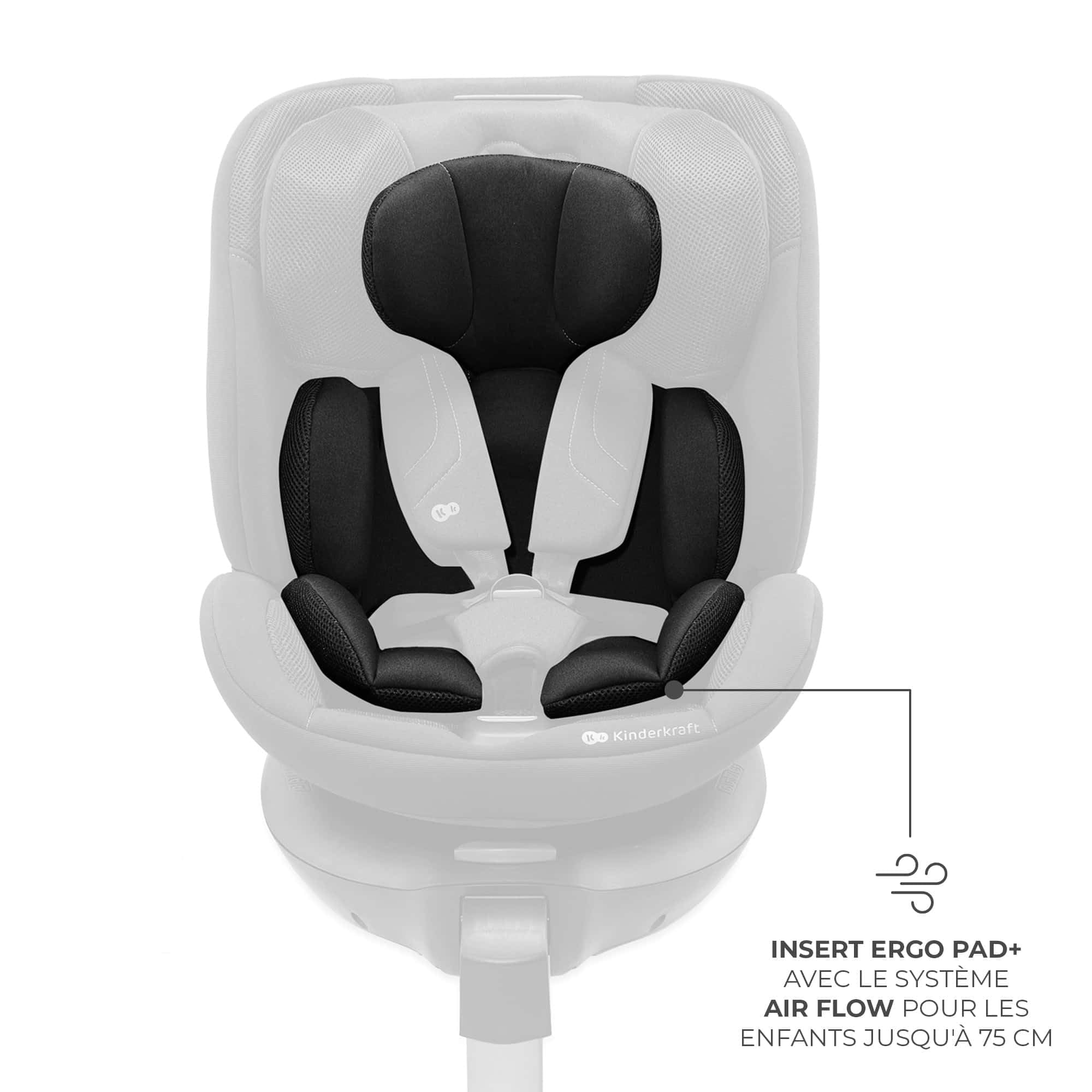 Kinderkraft XRIDER2 I-SIZE 40-125 cm, Siège auto bébé 0 à 25 kg évolutif, 0-7 ans, Isofix 360° pivotant, FWF, RWF, Protections latérales, Harnais Internes à 5 Points, Noir