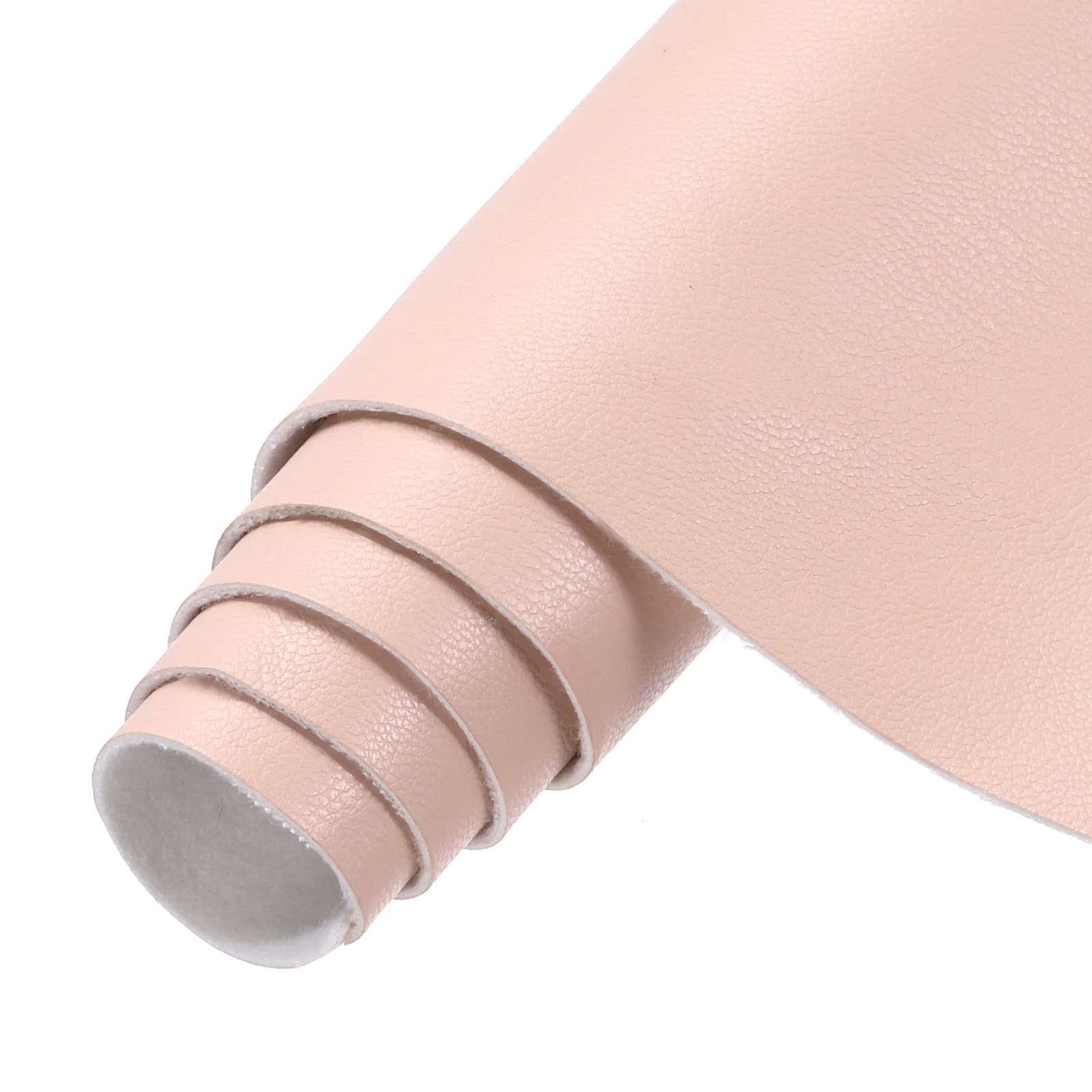 sourcing map Faux Leather Sheets, 12x53 Inch (30x135cm) Smooth Solid PU Leather Fabric Roll for DIY Handmade Craft Sewing Bowing Earrings, Light Pink/White