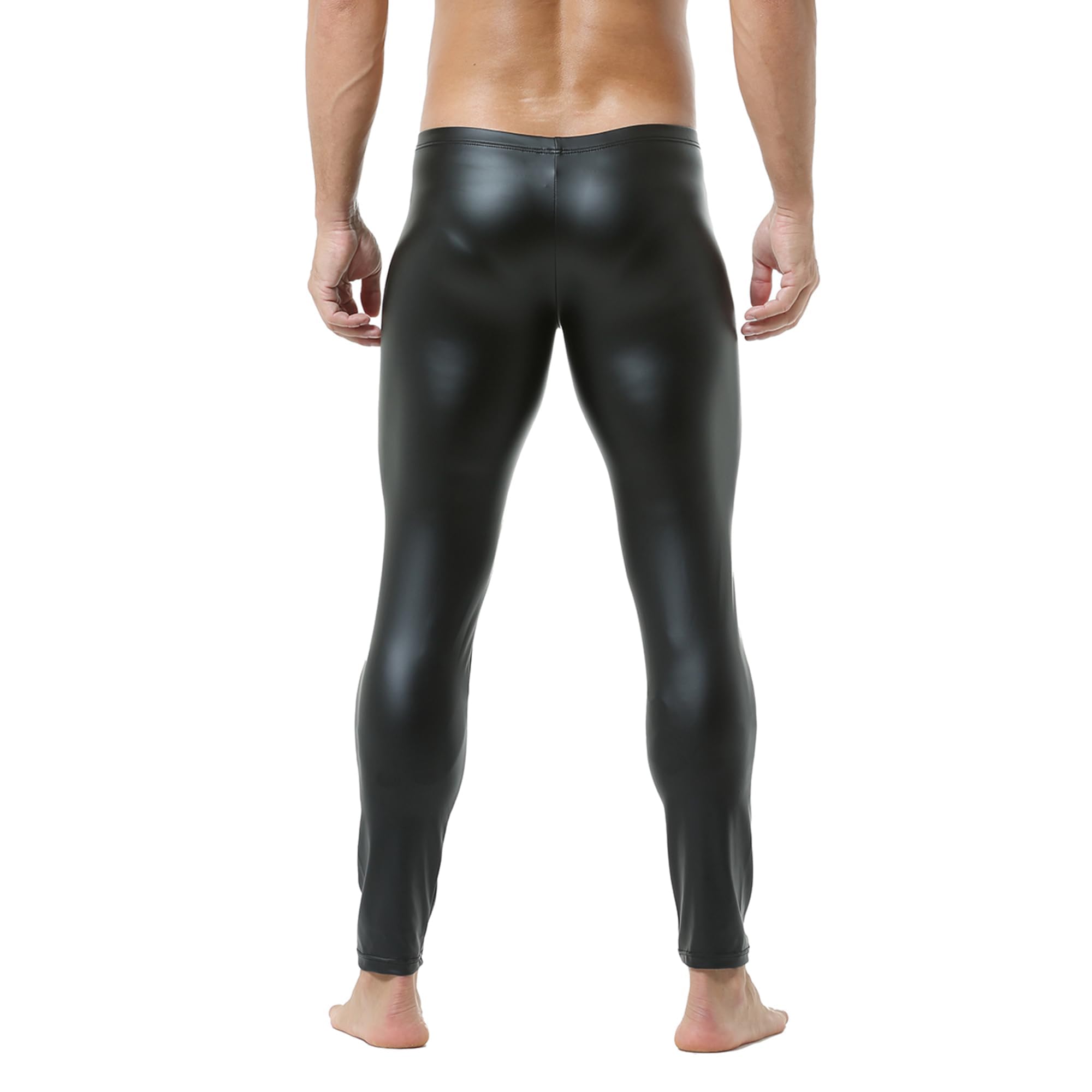 QiaTi Hommes Pantalon Serré en Cuir synthétique Hommes Leggings Long Pantalon PU Skinny Slim Pantalon Club Dance