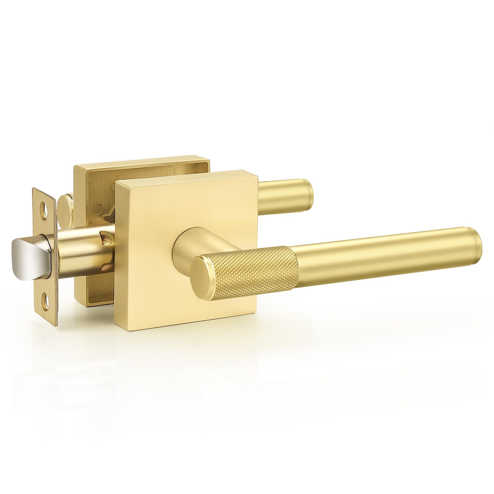 Poignée de porte intérieure carrée or brossé sans clé Probrico