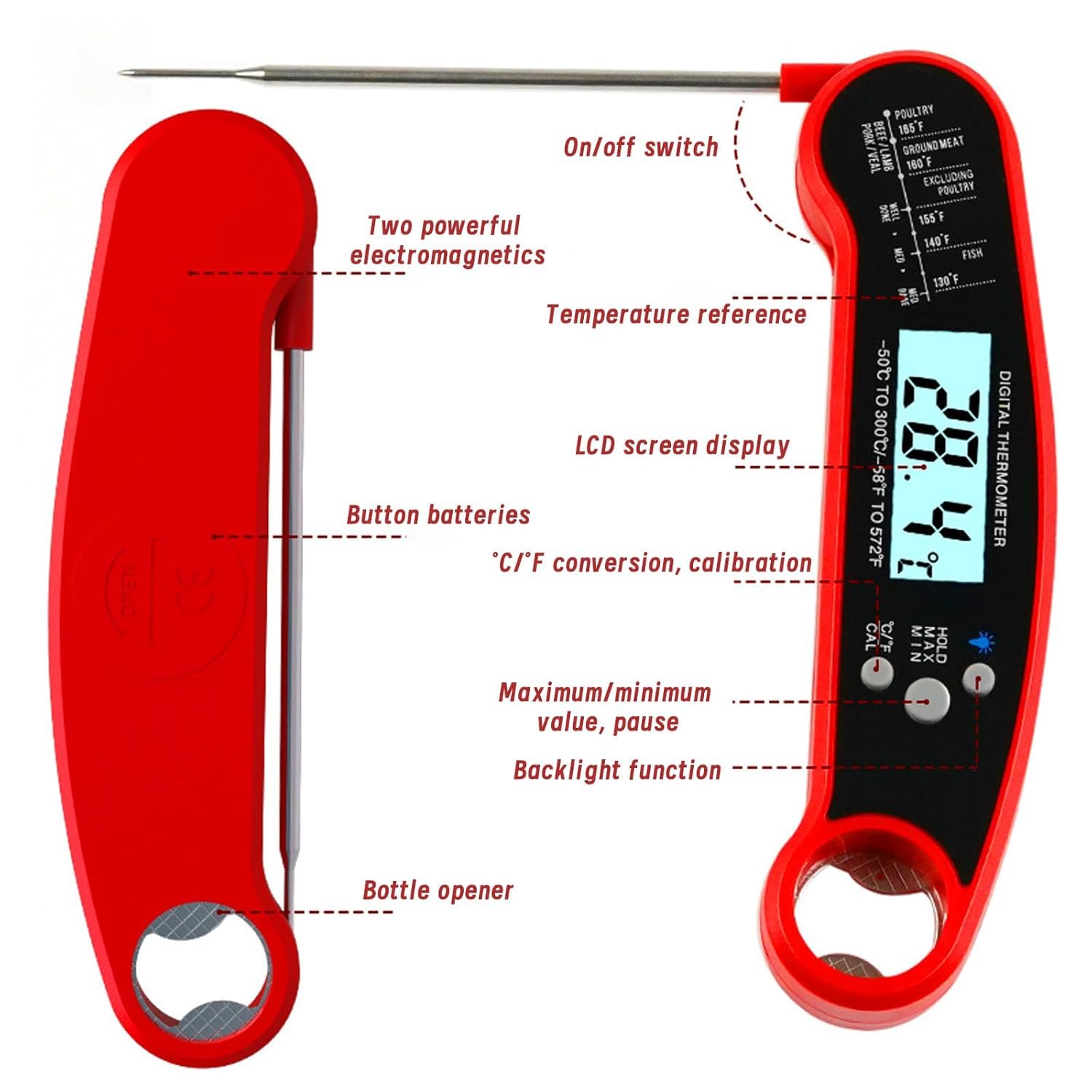 Digital Kitchen Meat Thermometer，Food Thermometer， Do pieczenia grilla