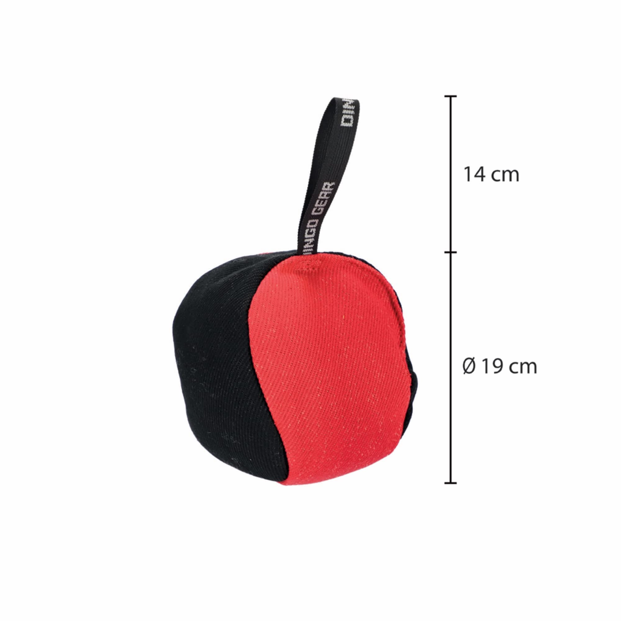 Dingo Gear Trainings-Spielzeug Ball 19 cm Schwarz-Rot mit Griff