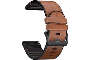 Abanen 26mm Leather Silicone Hybrid Watch Band for Garmin Fenix 7X/6X/5X/5X Plus/Tactix Delta/Fenix 3/Enduro