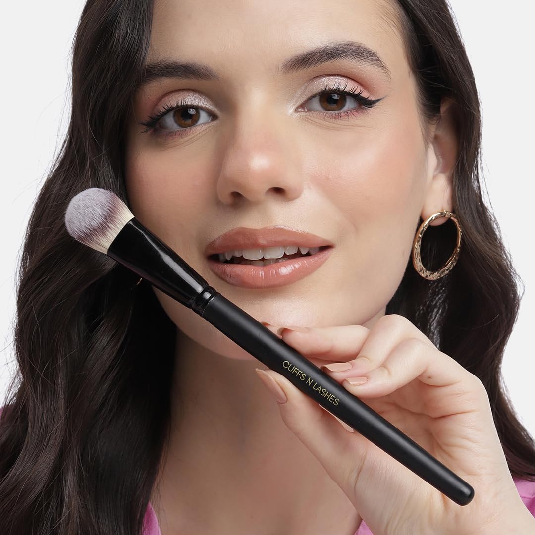 Cuffs N Lashes F016 Foundation Brush | Professional Makeup Brush with Soft Bristles | Handmade in India | Cruelty-Free | Perfect for Seamless Foundation Application - Image 3 thumbnail