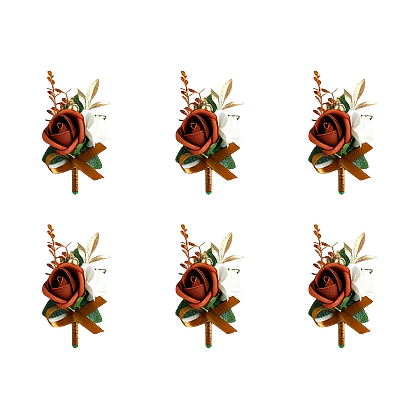Kaeltsyn 6Pcs Artificial Flower Bouquet Wedding Boutonniere Wrist Corsage for Prom Bridal Showers Wedding Anniversary Graduation Artificial Flower Nosegay