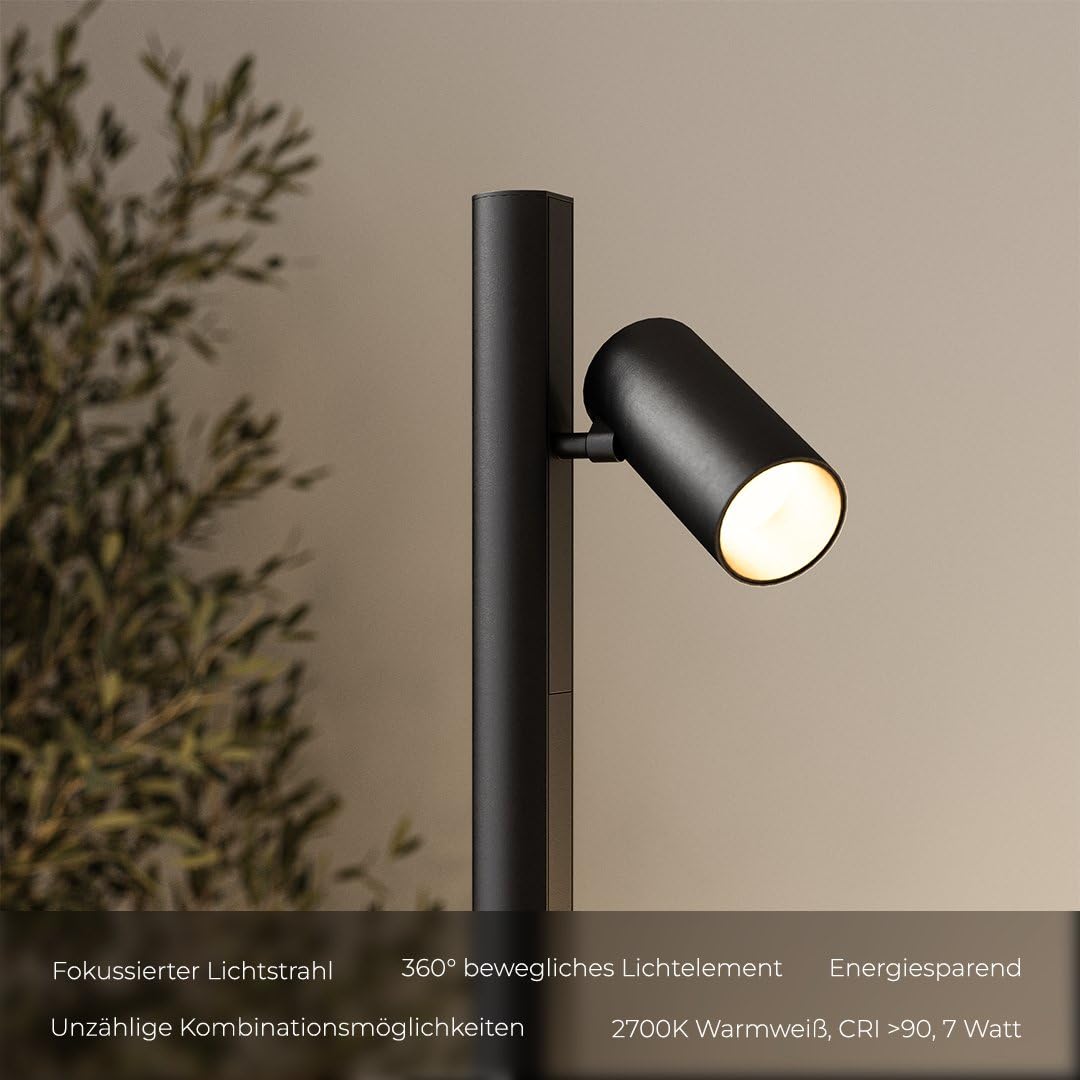 NEONA ARCA LED Stehleuchte Schwarz mit Spot und Beam, Magnetisches Schienensystem Click and Connect warmweiß 2700K Modular Erweiterbar (Schwarz)