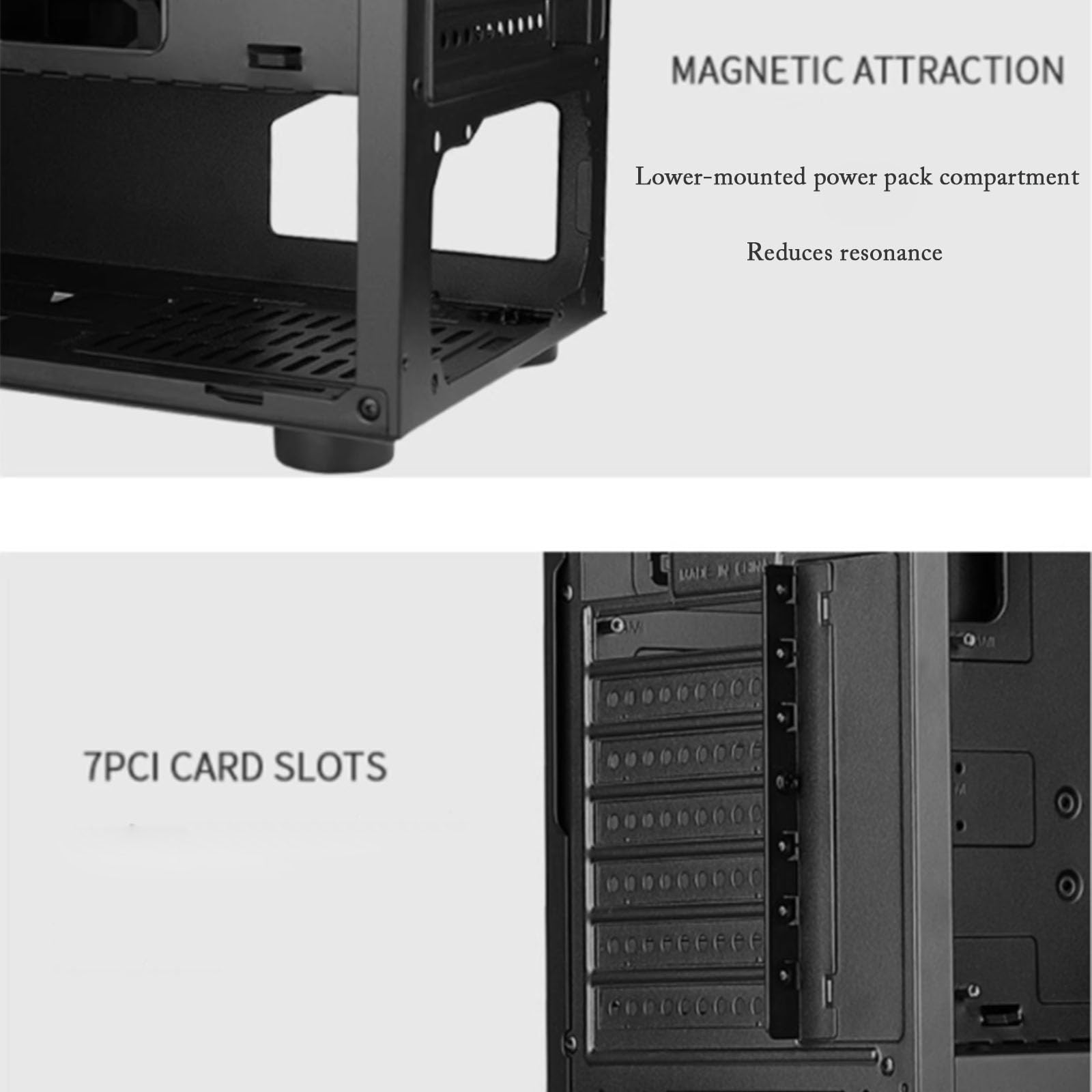 Generic Obudowa PC ATX Mid Tower, czarna, stalowa, 8-wentylatorowy system chłodzenia, 7 gniazd PCI, kompatybilne z ATX/M-/Mini-ITX, obsługa GPU 320 mm, kompilacja komputera do gier (biała)