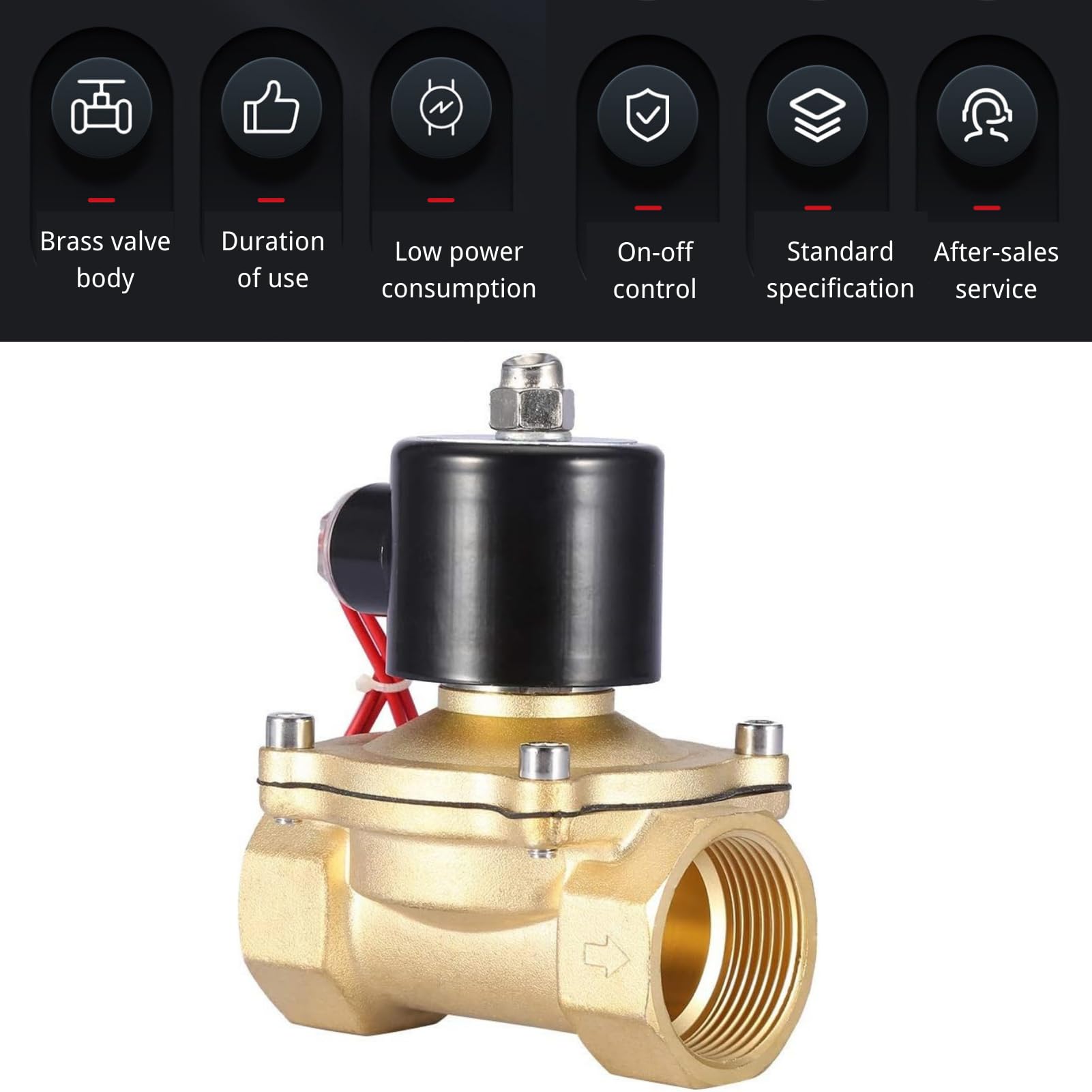Jadeshay Elettrovalvola,DN32 Elettrica Valvola Elettrovalvola in Ottone AC220V 2 Vie Solenoid Valvole Normalmente Chiusa 1-1/4 Pollice per Controllo Acqua