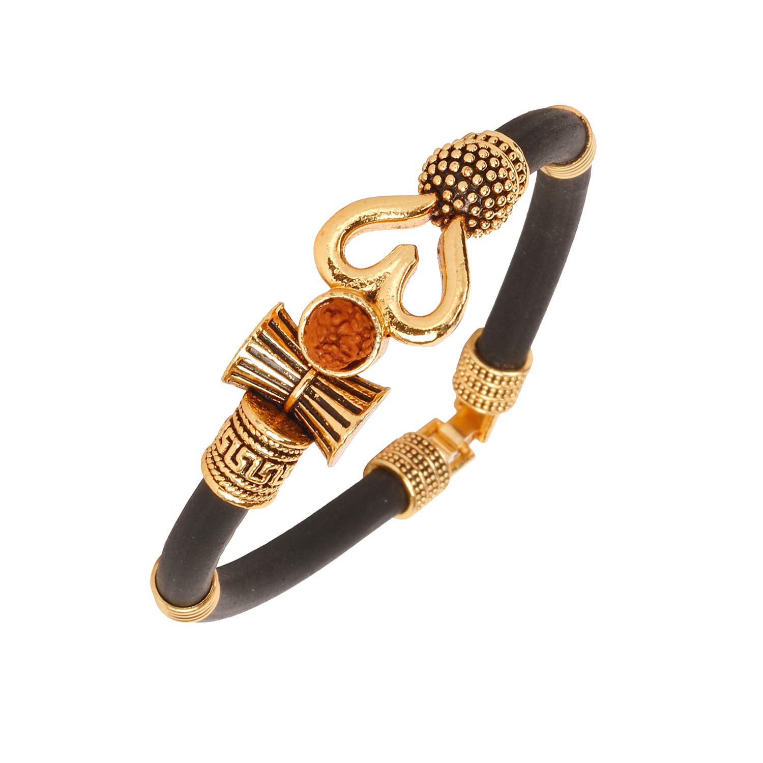 Shining Jewel - By Shivansh Shining Jewel Gold Healing And Powerful Rudraksha Adjustable Leather Bracelet For Men (B08QFTSF5B) Amazon Price History, Amazon Price Tracker