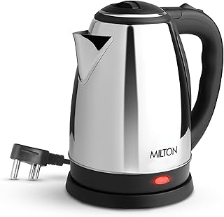 MILTON Appliances Go Electric Kettle 2 Litre I 3X Protection - Dry Boil, Auto Shut Off, Overheat I 1500 Watt I Super Fast Boiling I Stainless Steel I 360° Power Base I 1 Year Warranty