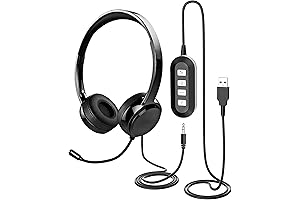 JabNecter USB Headset with Microphone: Noise-Canceling Headphones for Clear Communication in Online Conferences