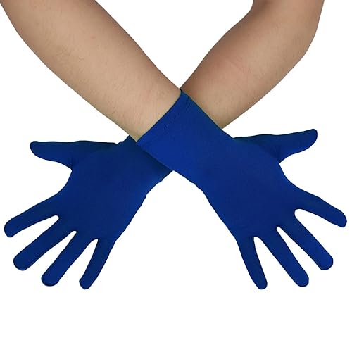 Sheface Stretchy Spandex Costume Gloves - Men's & Women's Banquet Party Wedding Gloves - Blue