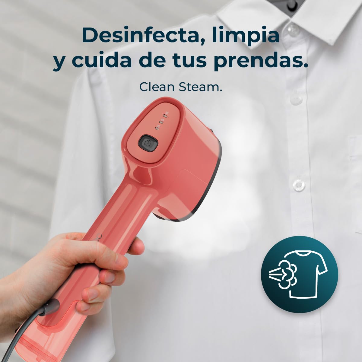 Cecotec Plancha Vertical Vapor IronHero V-1500 Essential Berry. 1500W, Suela Cerámica Ultradeslizante, Vapor Continuo 25g/min, 2 Modos, Calentamiento Rápido, Accesorio de Cepillo de Silicona