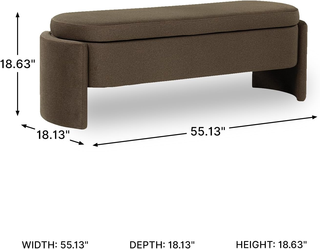 Signature Design by Ashley Vavuniya Entryway Storage Bench, Brown | 100% polyester heathered fabric, Wood and engineered wood frame, Capsule shape, Hinged seat, Entryway or bedroom use