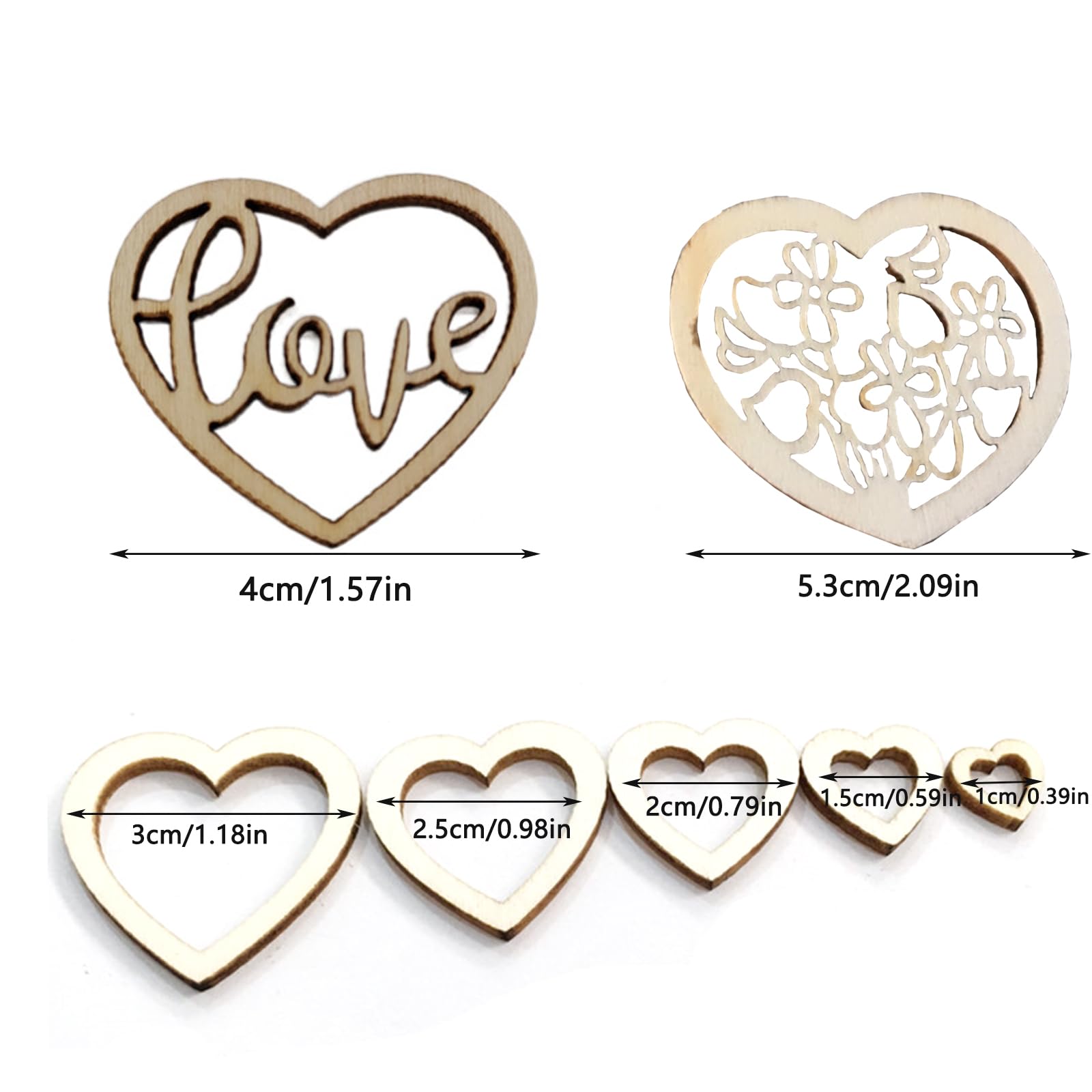 Corazones De Madera Para Boda 200 Adornos De Madera, Corazones De Madera Para Manualidades, Juego De Corazón De Madera Sin Terminar Con Agujeros Y Cordel Para Bodas Y Fiestas Corazones De Madera