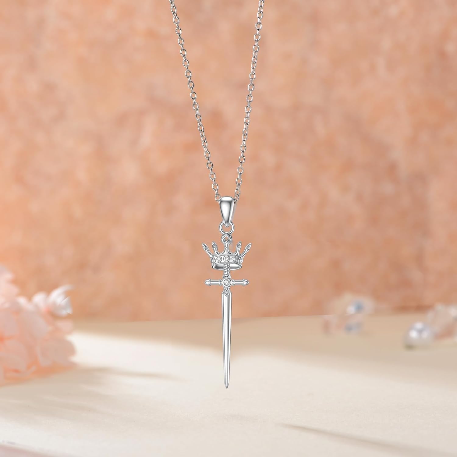 Sword Cross Necklace Sterling Silver Crown/Dragon Sword Pendant Jewelry for Women Gifts - Image 5
