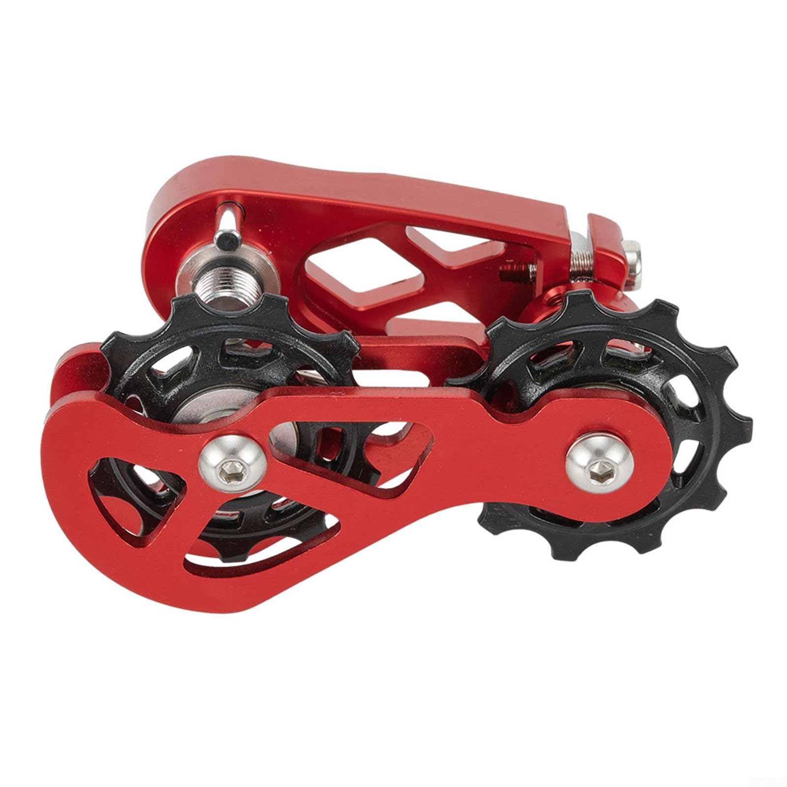 Yhenlovtt Bike Chain Tensioner, Aluminum Alloy Adjustable Guide, Converts 8-12 Speed to Single for Hanger Dropout Frames, Anti-Drop Link(Red)