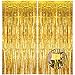 Gold Foil Fringe Curtains 3.2ft X 9.8ft (Value Pack of 2) Suitable for bachelorette party decorations supplies ， Photograph Background,Birthday decoration，Graduation, Christmas Party Decorations