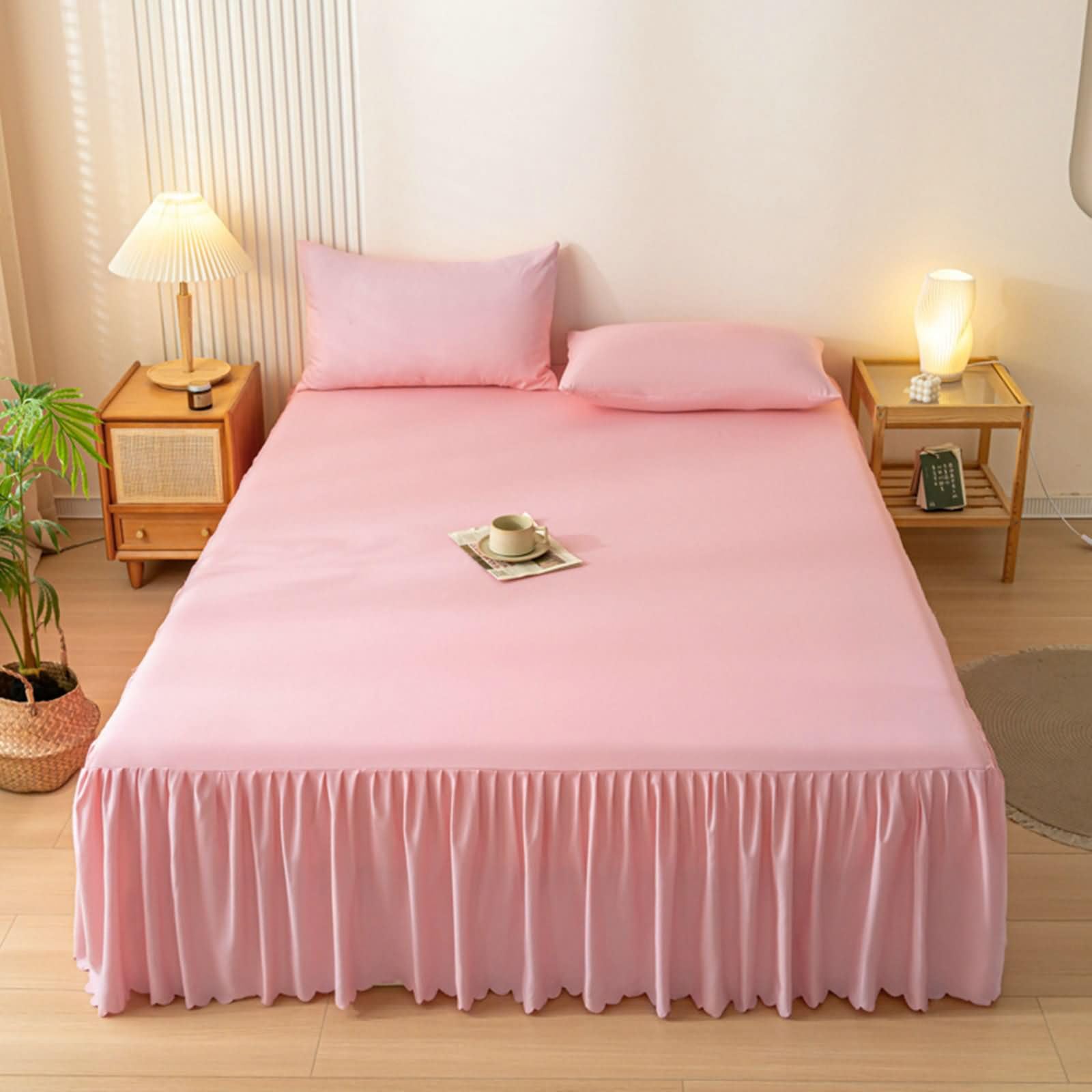 Drap housse pour matelas 180x200cm rose clair uni pour lit adulte