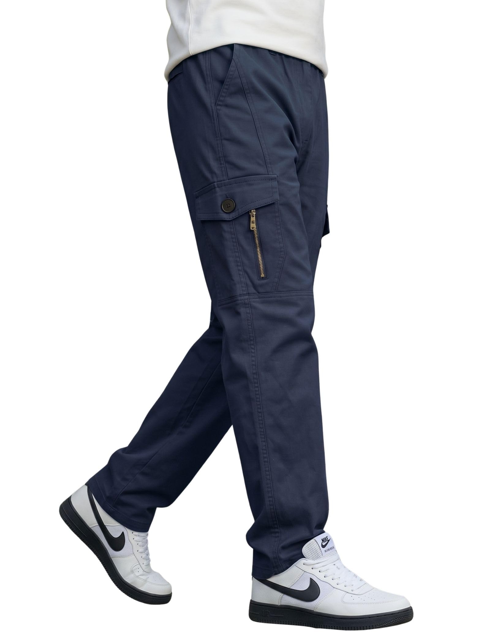 Men’s Cargo Pants-100% Premium Cotton Tapered Fit Lightweight Breathable Multi-Pocket Drawstring Utility Casual Trousers-picture-51