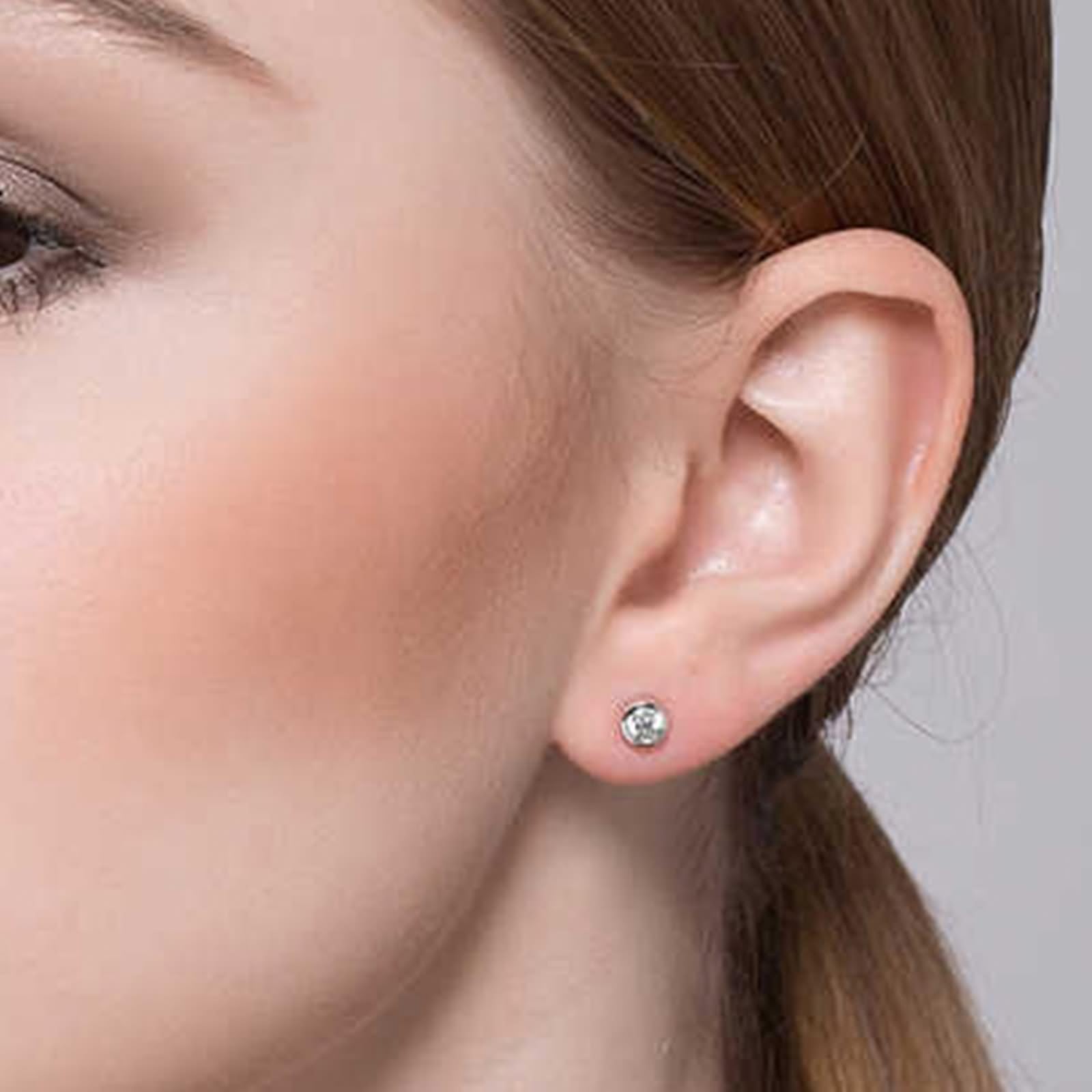 Pendientes de fiesta, aretes de tuerca para mujer, simples con diamantes de forma redonda, oro blanco de 9 quilates, 14 y 18 quilates