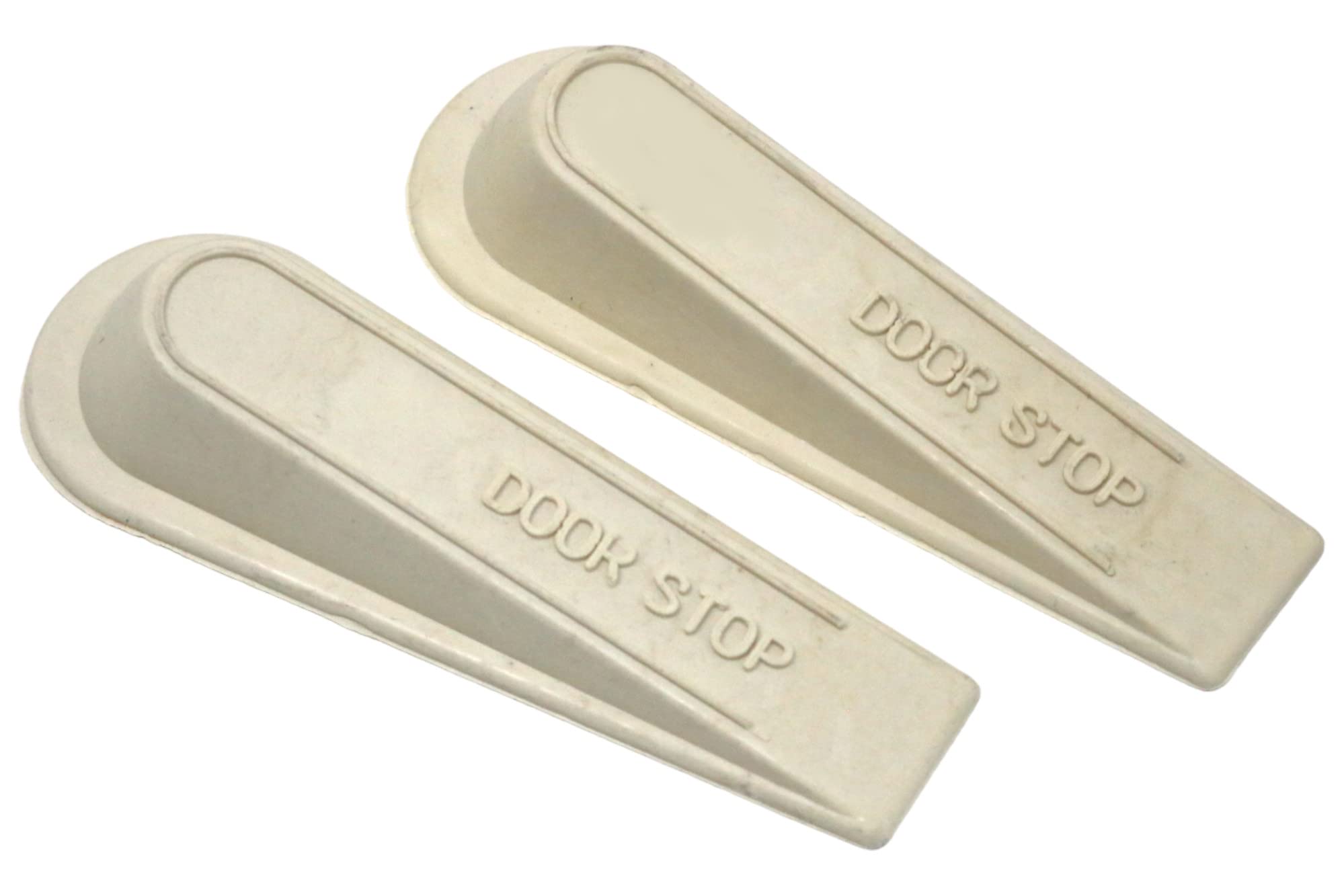 fiXte Door Wedge Black Rubber Heavy Duty Stop Large Strong Stopper Jam Jammer Non Slip Cream (Pack of 2)