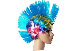 LIFKOME Punk Rock Wig Mohawk Wig Band Rainbow Wig Clown Hair