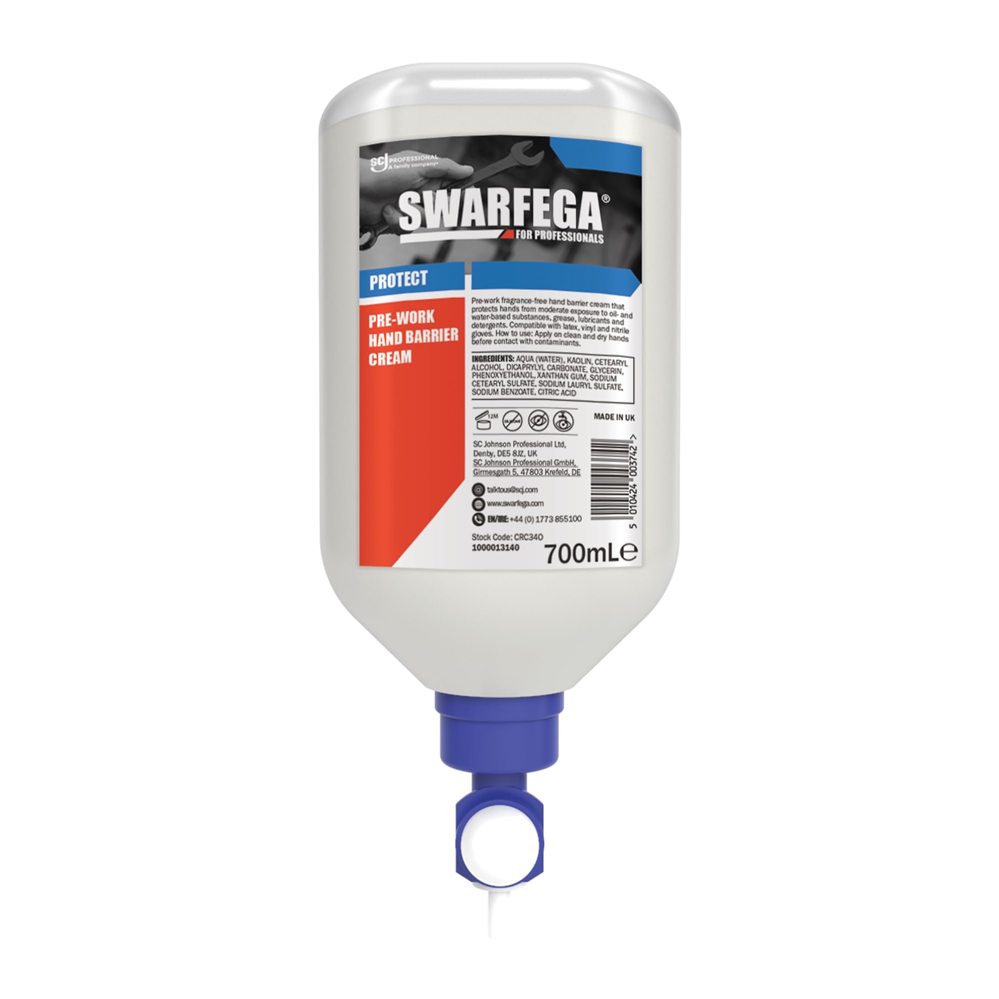 – Protect PRO Pre-Work Cream – Skin Barrier Against Oils & Contaminants – Non-Greasy – Perfume Free – 700ml Cartridge – For Professional Use Only