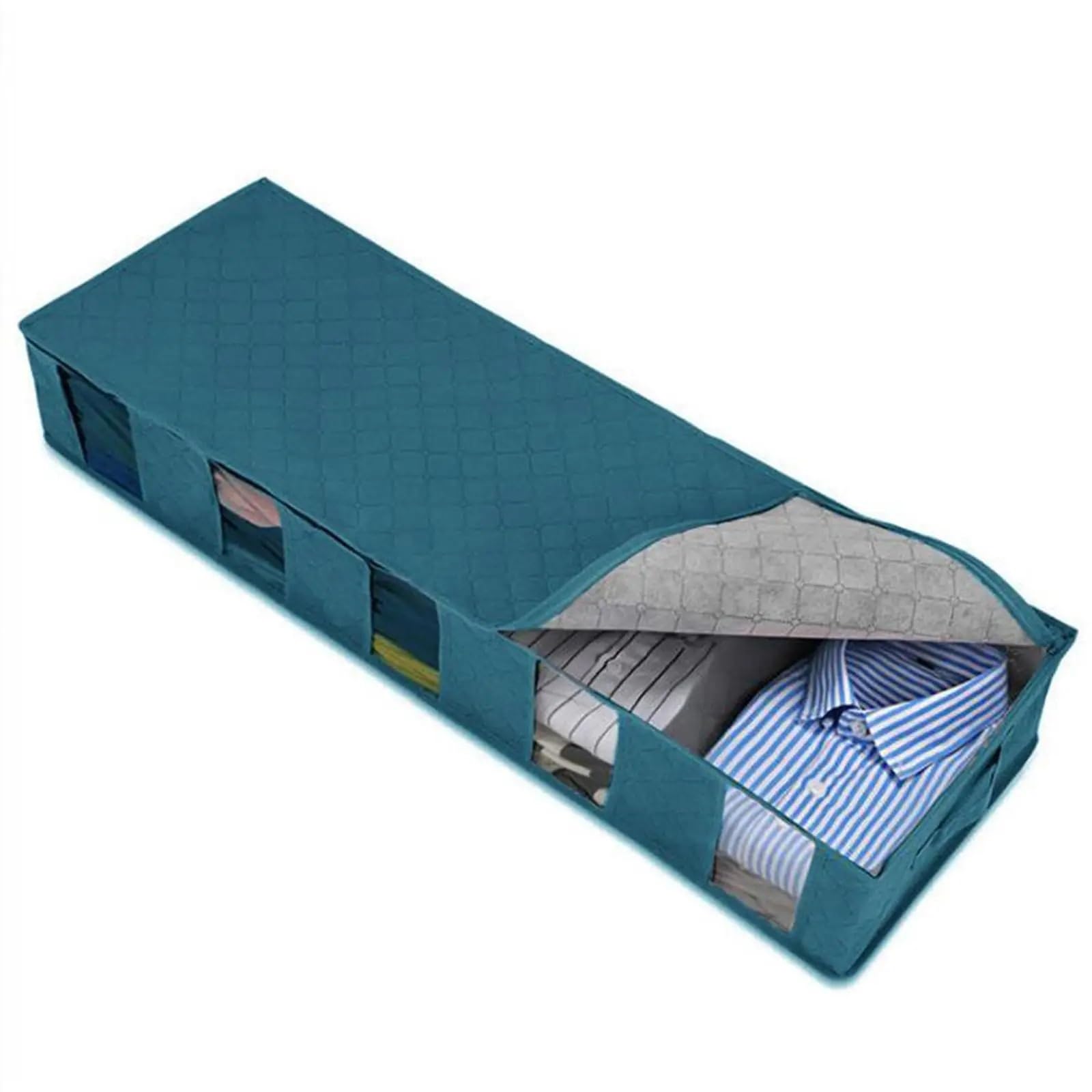 Organizzatore Di Scarpe Sotto Il Letto Non-woven Fabric Under Bed Storage Bag Shoes Clothes Organizer Container For Clothes Shoes Toys Blankets Per Risparmiare Spazio(Blue)