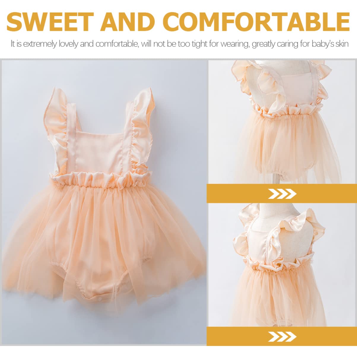 ibasenice 3 Uds Vestido Mameluco Con Manga Voladora Ropa Para Bebé Niña Ropa Para Niñas Pequeñas Vestidos Tutú Para Niñas Trajes De Fotografía Para Recién Nacidos Niña Blanca Versión