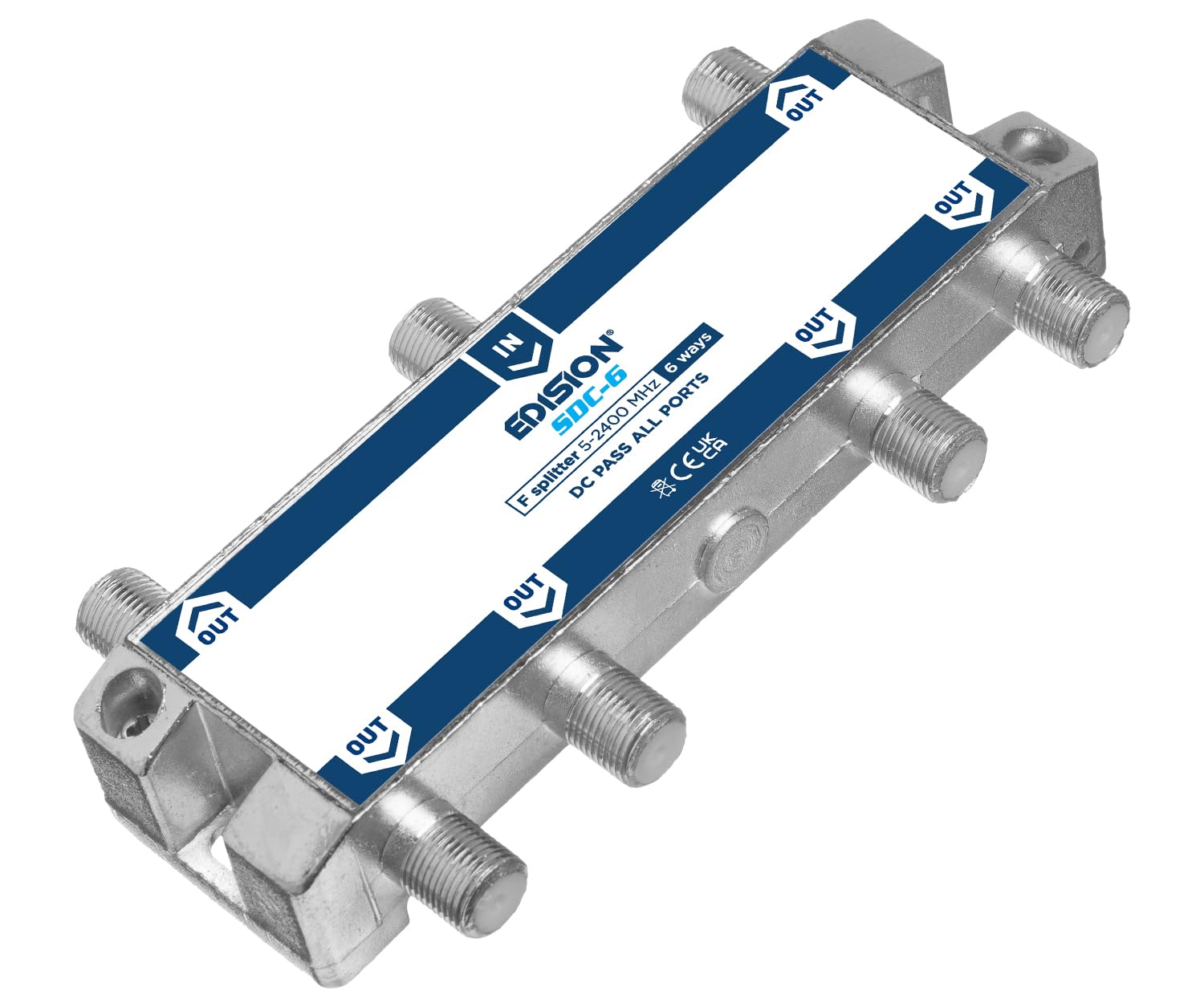 Splitter Satellite A 6 Vie 5-2400 MHz Con Connettori EFFE Per DVB-T/T2 E S/S2 - 4