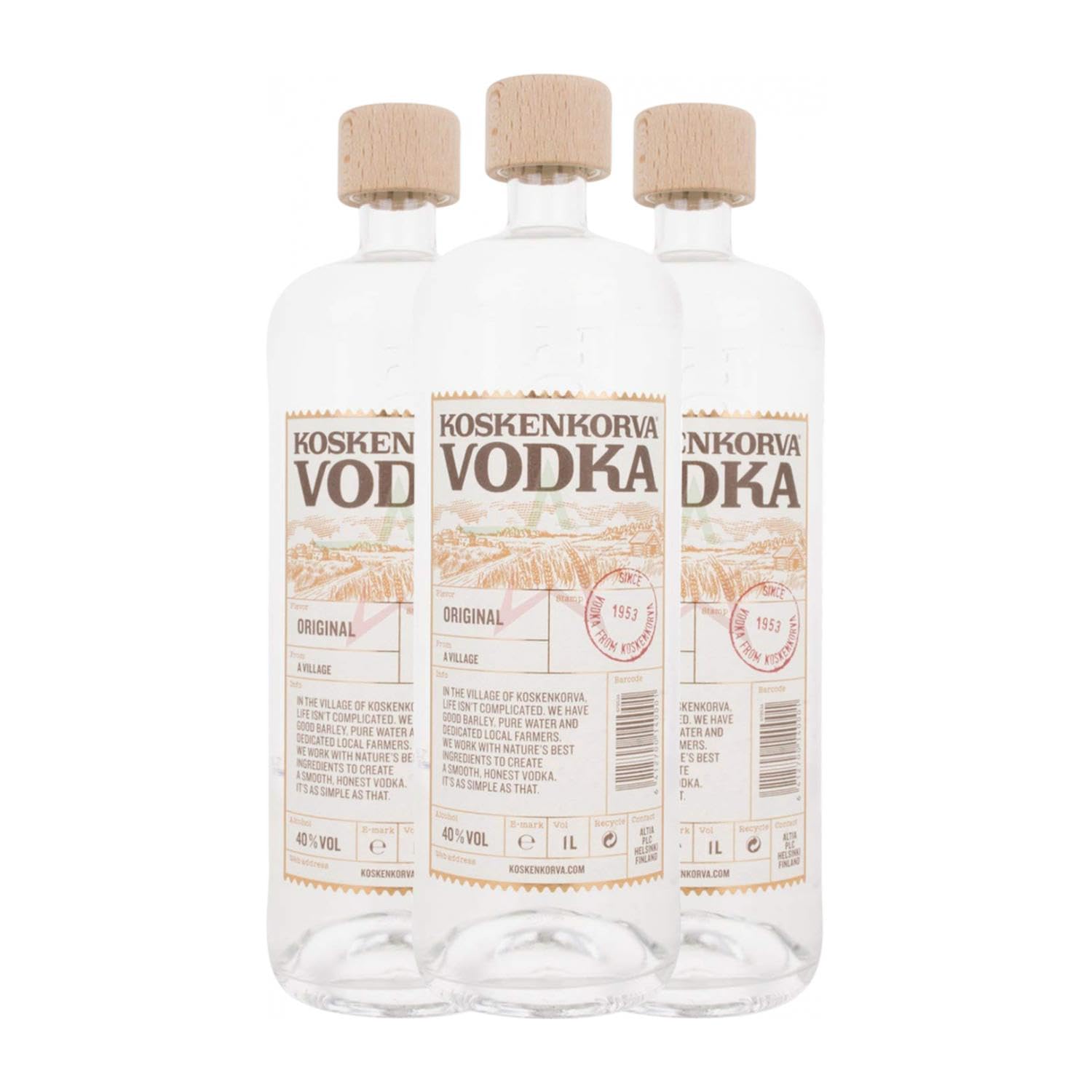 Vodka Koskenkorva 013 40% Botella Misil 1 L (Caja de 3 Botella Misil de 1 L)