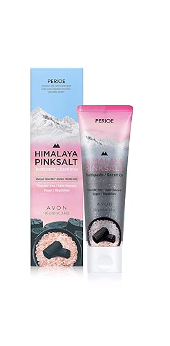 PERIOE Pasta de dientes de sal rosa del Himalaya sin fluoruro de 3.4 onzas, menta limpia con carbón y aloe vera, vegano, libre de crueldad, sin
