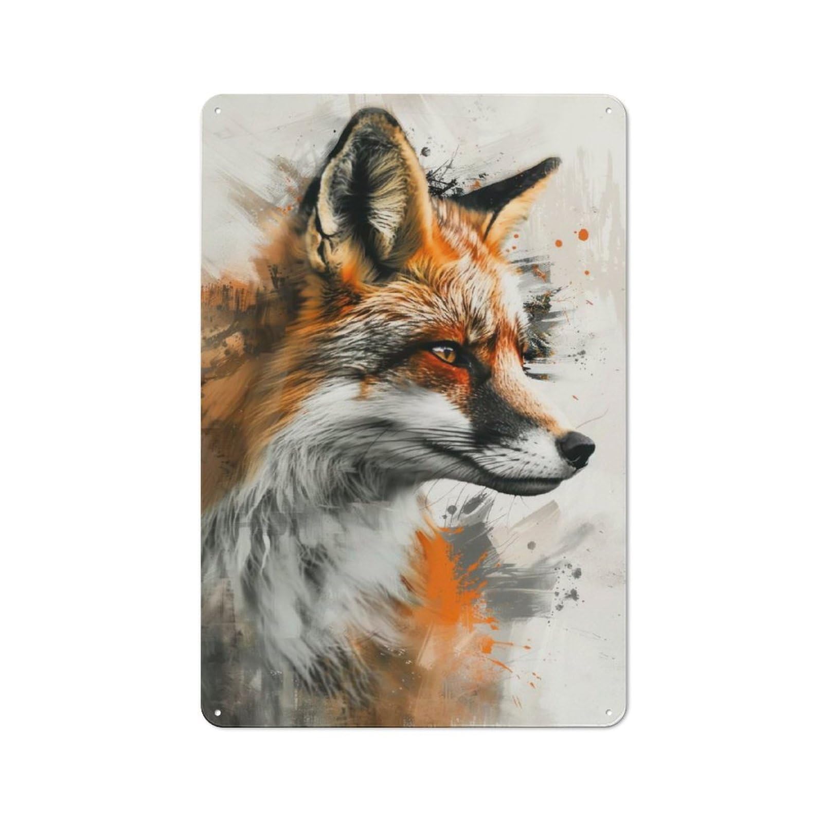 Junmoney Fox Elegance Art Retro Tin Wall Plaque 30X20cm For Dining Room Or Kitchen, For Home Decor Collectors