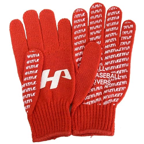 ハタケヤマ HATAKEYAMA ニット手袋 フリーサイズ 野球 防寒 冬用 手袋 両手用 あったかい 24AW(TB-25) Rレッド フリーサイズ