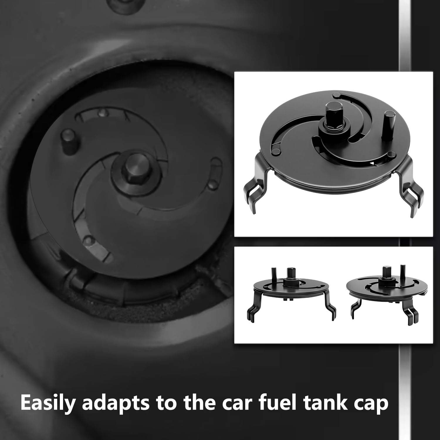 ZKTOOL Chiave Universale per Tappo Serbatoio Carburante, Chiave Regolabile a 3 Ganasce per Coperchio Serbatoio Carburante, Strumento di Rimozione Coperchio Pompa Carburante, 87 mm-170 mm