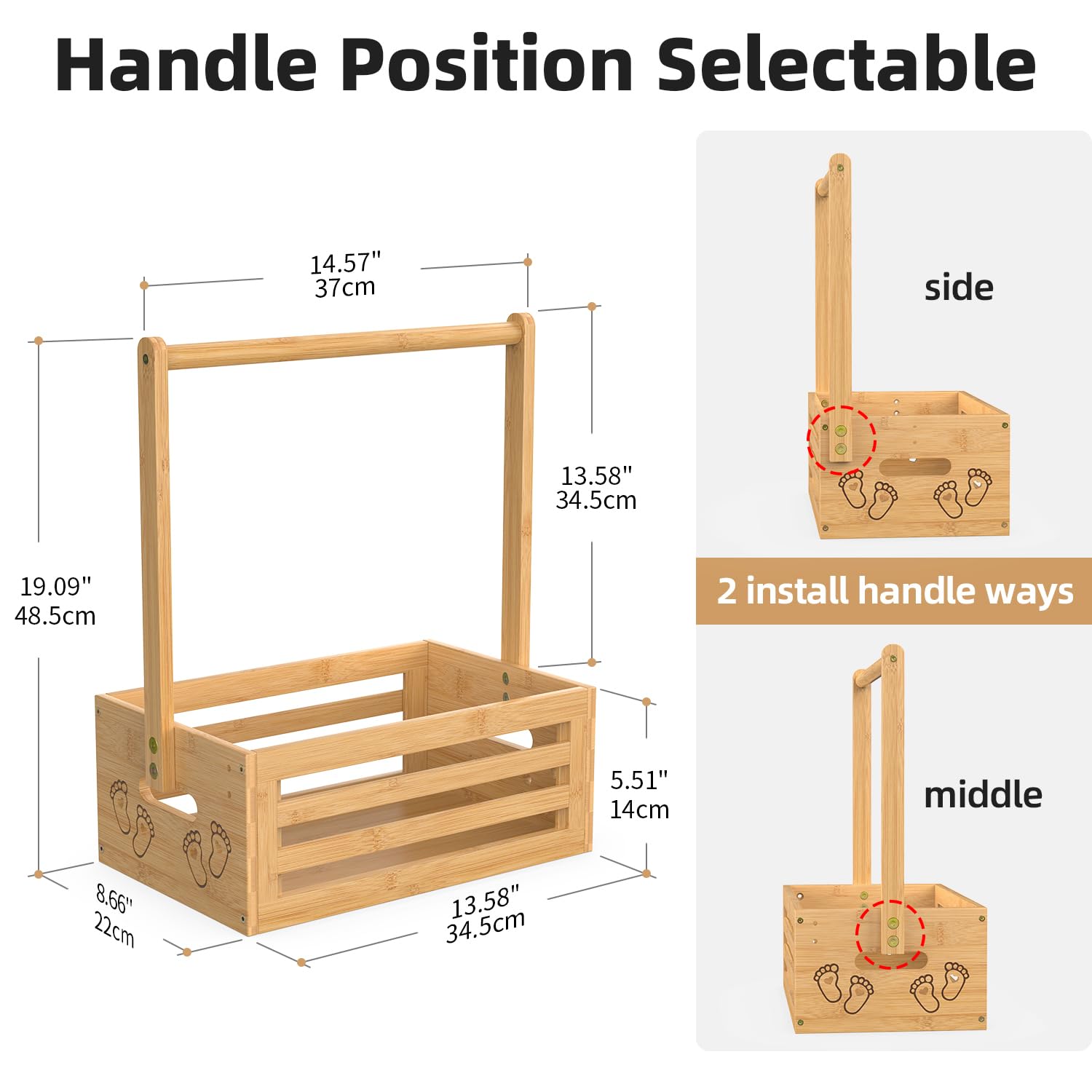 BAMBOOHOMIE Baby Shower Crate Closet, Shower Party Basket with Hangers Handle, Bamboo Gift Crate Box - Image 4